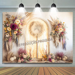 Lofaris Boho Floral Reed Leaves Portrait Photoshoot Backdrop