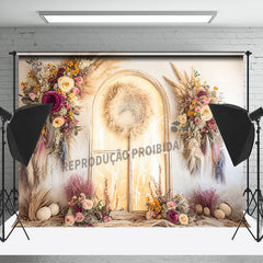 Lofaris Boho Floral Reed Leaves Portrait Photoshoot Backdrop