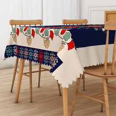 Lofaris Boho Gingkgo Red Dark Blue Rectangle Tablecloth