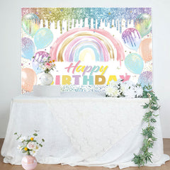 Lofaris Boho Macaron Color Glitter Balloons Birthday Backdrop