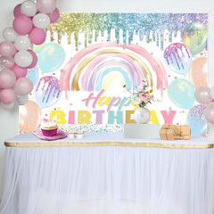 Lofaris Boho Macaron Color Glitter Balloons Birthday Backdrop