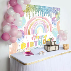 Lofaris Boho Macaron Color Glitter Balloons Birthday Backdrop