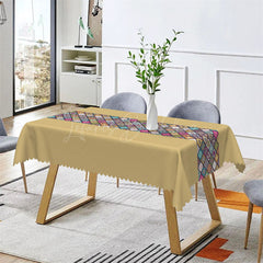 Lofaris Boho Mandala Ethnic Yellow Plaid Rectangle Tablecloth