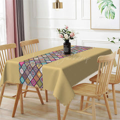 Lofaris Boho Mandala Ethnic Yellow Plaid Rectangle Tablecloth