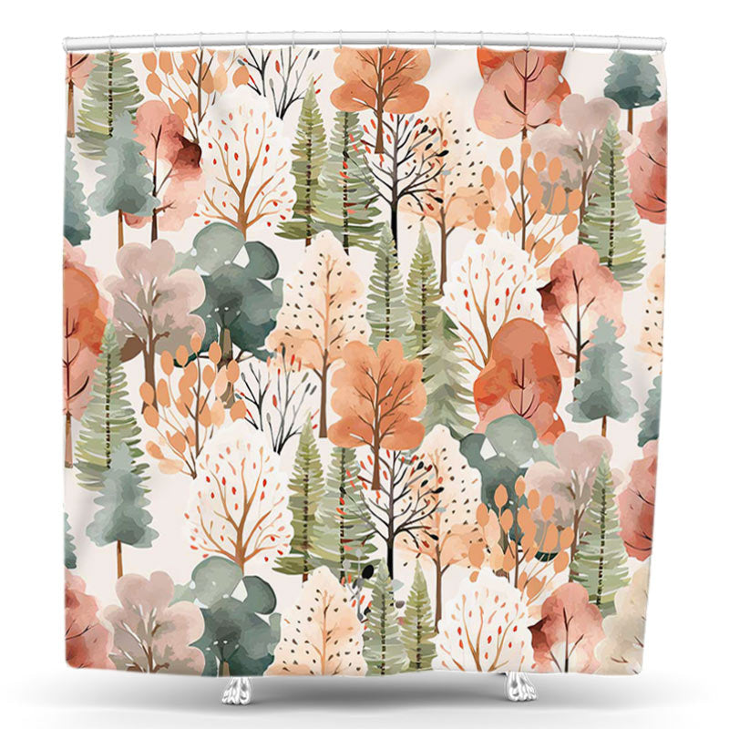 Lofaris Boho Maple Forest Autumn Natural Shower Curtain