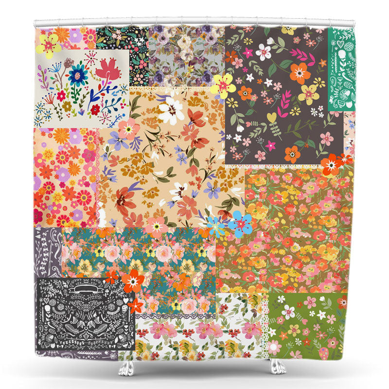 Lofaris Boho Pastoral Colorful Floral Printed Shower Curtain