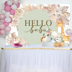 Lofaris Boho Pink Floral Safari Animals Baby Shower Backdrop