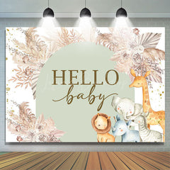 Lofaris Boho Pink Floral Safari Animals Baby Shower Backdrop