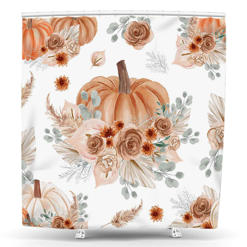 Lofaris Boho Pumpkin Elegant Autumn Bathroom Shower Curtain