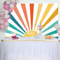 Lofaris Boho Rainbow Sun Hello Sunshine Birthday Backdrop