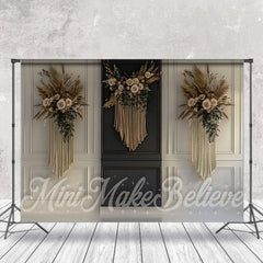 Lofaris Boho Tassel White Black Retro Wall Photo Backdrop