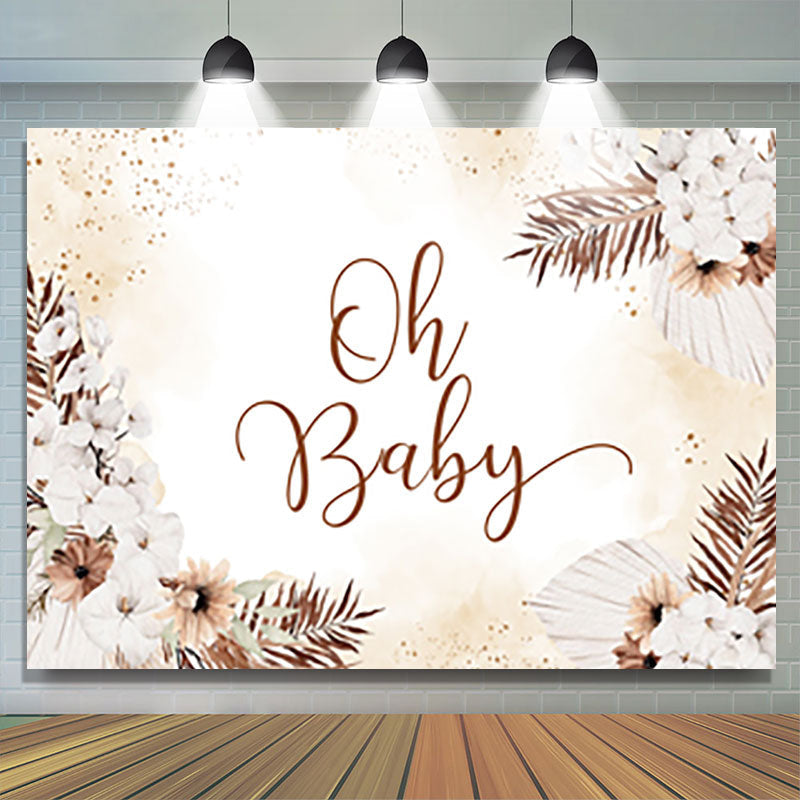 Lofaris Boho White Flower Glitter Backdrop For Baby Shower