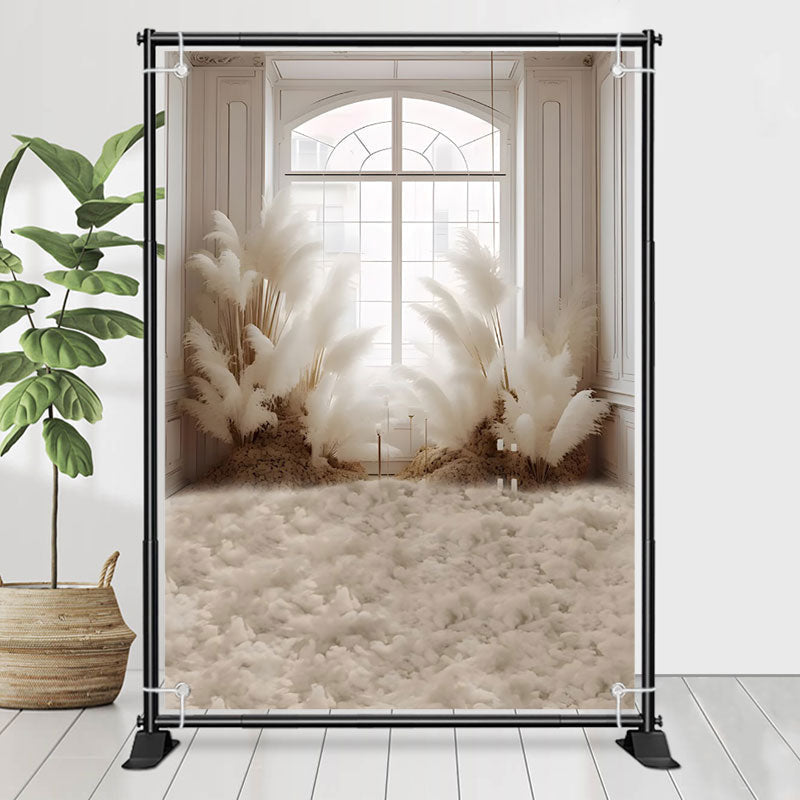 Lofaris Boho Window Light White Reed Rice Wedding Backdrop