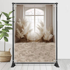 Lofaris Boho Window Light White Reed Rice Wedding Backdrop