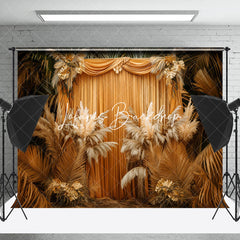 Lofaris Boho Yellow Monstera Curtain Cake Smash Backdrop