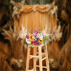 Lofaris Boho Yellow Monstera Curtain Cake Smash Backdrop