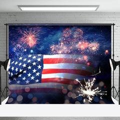 Lofaris Bokeh American Flag Sparke Independence Day Backdrop