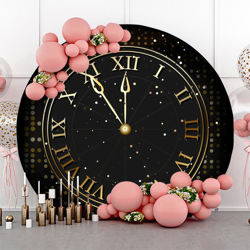 Lofaris Bokeh Black Laeacco Clock Round Birthday Backdrop