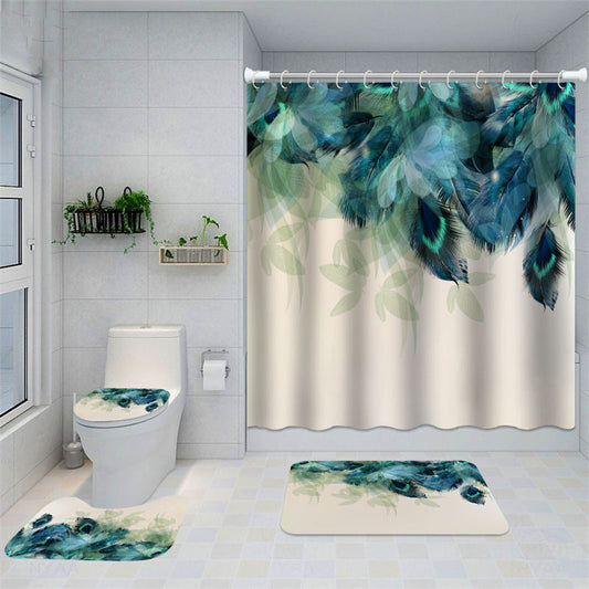 Blue Koi with Thought Flowers Shower Curtain by Bryon Stewart