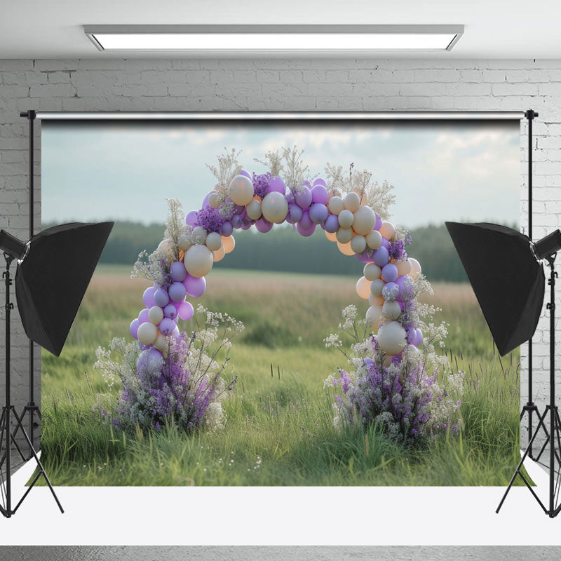 Lofaris Bokeh Field Arch Balloons Floral Wedding Backdrop