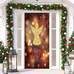 Lofaris Bokeh Glitter Angel Merry Christmas Door Cover Decor