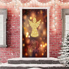 Lofaris Bokeh Glitter Angel Merry Christmas Door Cover Decor