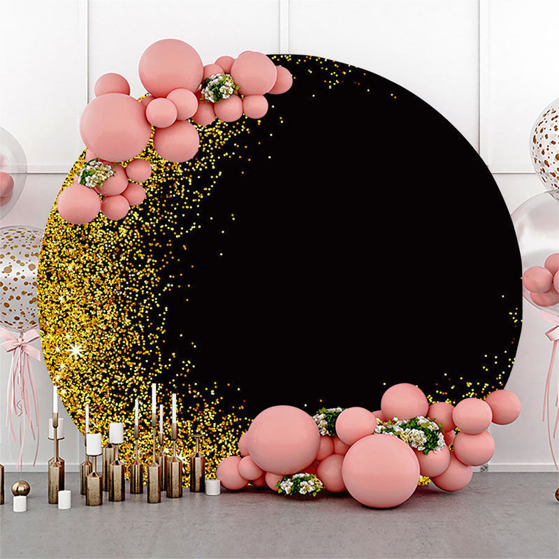 Lofaris Bokeh Gold Black Glitter Round Party Backdrop Cover