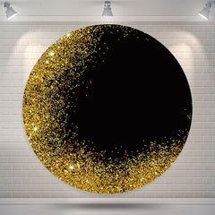 Lofaris Bokeh Gold Black Glitter Round Party Backdrop Cover