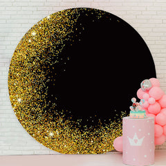 Lofaris Bokeh Gold Black Glitter Round Party Backdrop Cover