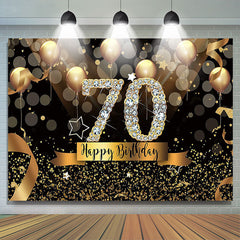 Lofaris Bokeh Gold Glitter Diamond 70th Birthday Backdrop