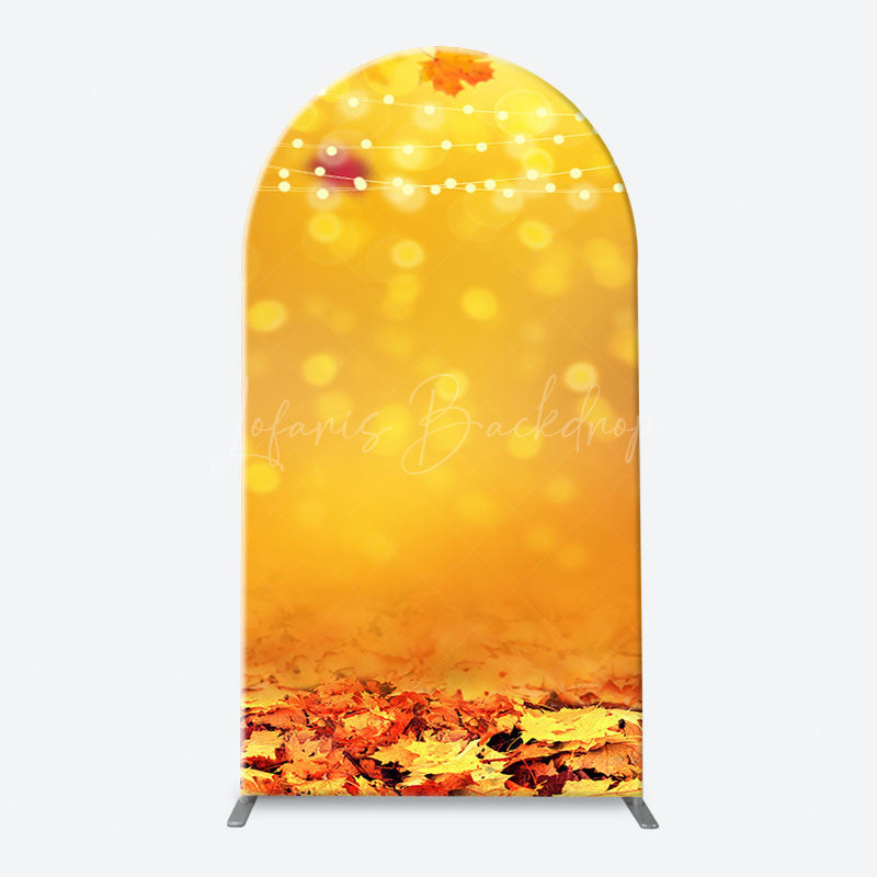 Lofaris Bokeh Orange Red Maple Leaves Autumn Arch Backdrop