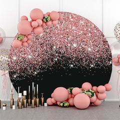 Lofaris Bokeh Pink Black Glitter Round Wedding Backdrop