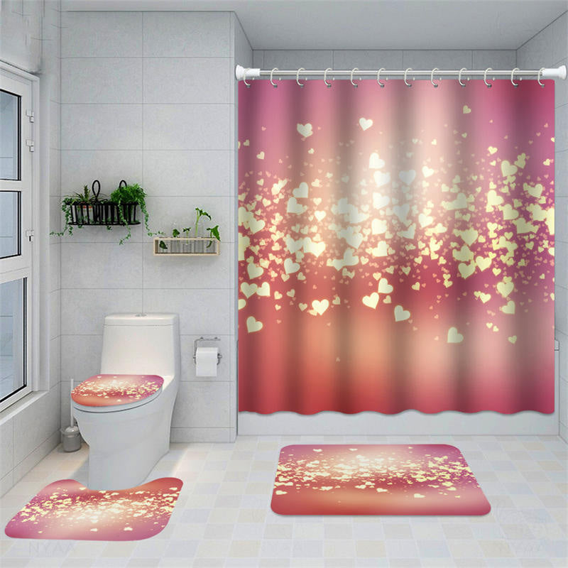 Lofaris Bokeh Pink Heart Digital Printing Shower Curtain