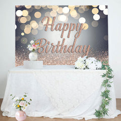 Lofaris Bokeh Rose Gold Glitter Happy Birthday Backdrop