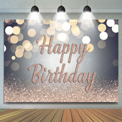 Lofaris Bokeh Rose Gold Glitter Happy Birthday Backdrop