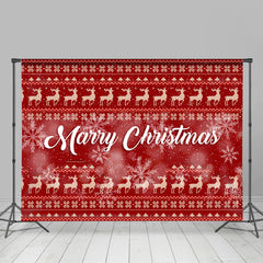 Lofaris Bokeh Snowflake Deer Red Merry Christmas Backdrop