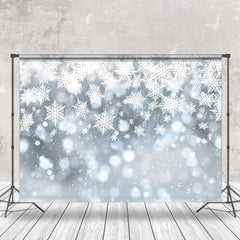 Lofaris Bokeh Snowflake White Winter Scenery Backdrop