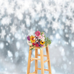 Lofaris Bokeh Snowflake White Winter Scenery Backdrop