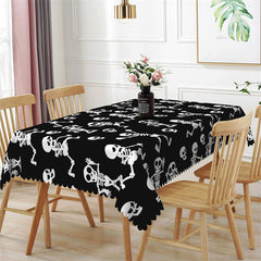 Lofaris Bones Patterns Black Halloween Party Tablecloth