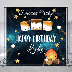 Lofaris Bonfire Marshmallows Custom Name Birthday Backdrop