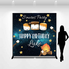 Lofaris Bonfire Marshmallows Custom Name Birthday Backdrop