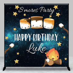 Lofaris Bonfire Marshmallows Custom Name Birthday Backdrop