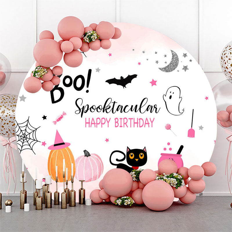 Lofaris Boo Spooktacular Round Halloween Birthday Backdrop