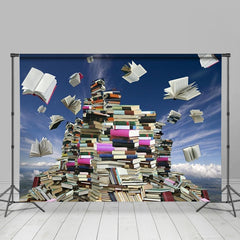 Lofaris Books Flying In Blue Sky World Book Day Backdrop