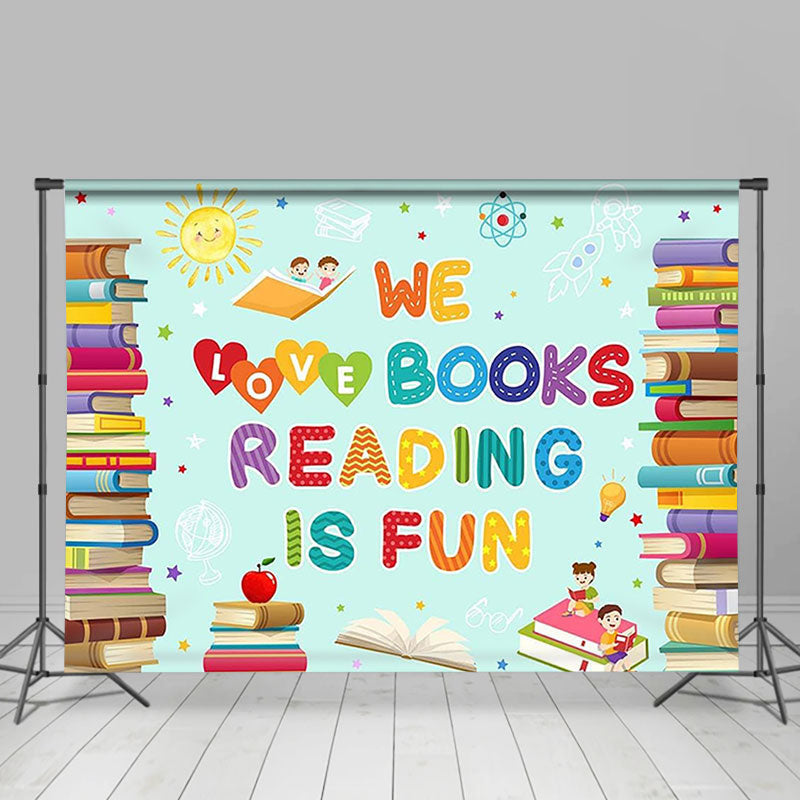 Lofaris Books Student Sun Star Green World Book Day Backdrop