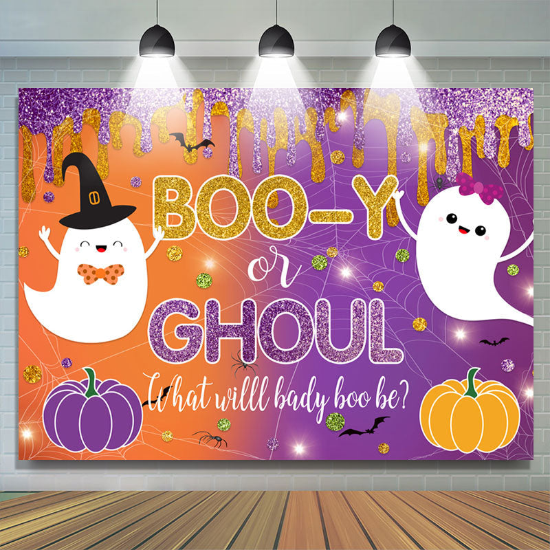 Lofaris Booy Or Ghoul Purple Orange Gender Reveal Backdrop