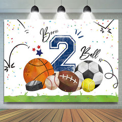 Lofaris Born 2 Ball Green Lawn Sports Backdrop For Birthday