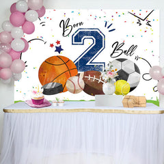 Lofaris Born 2 Ball Green Lawn Sports Backdrop For Birthday