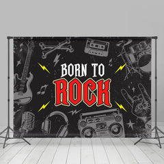 Lofaris Born To Rock Music Style Instrument Grey Party Backdrop