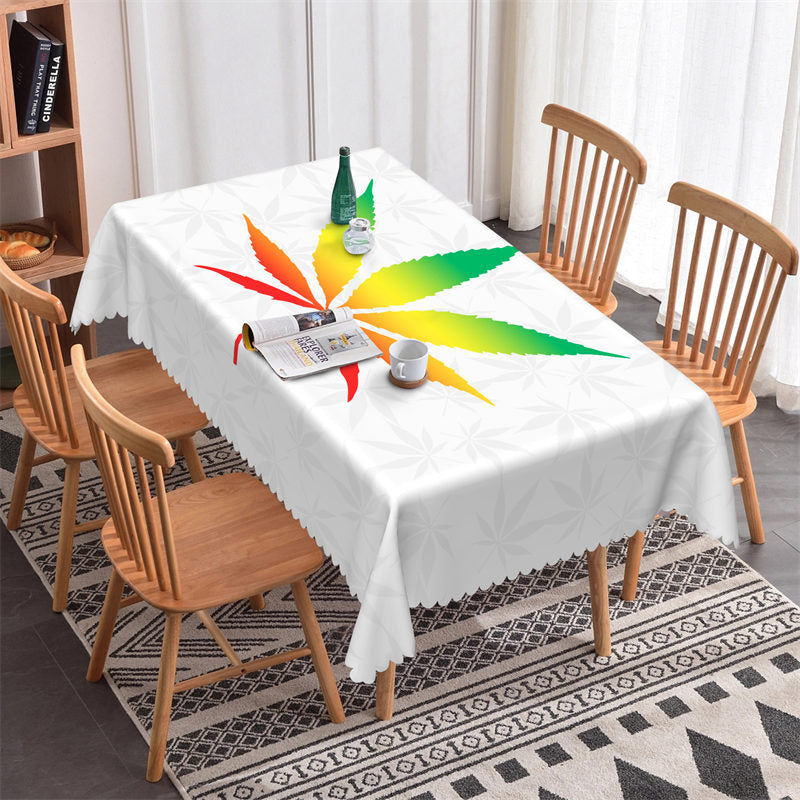 Lofaris Botanical Multicolor Weed Leaf Rectangle Tablecloth